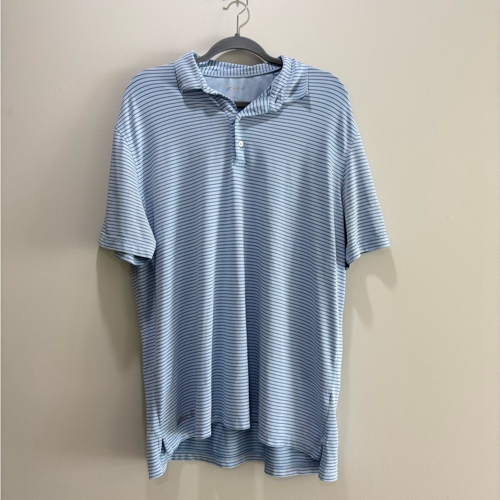 JOHNNIE O โข Menโs Hoover Striped Mesh Performance Polo Blue Short Sleeve Size XL